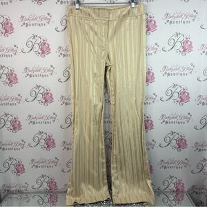 le chateau pants flare shiny gold Champagne Ivory pin Striped Wide-Leg Pants